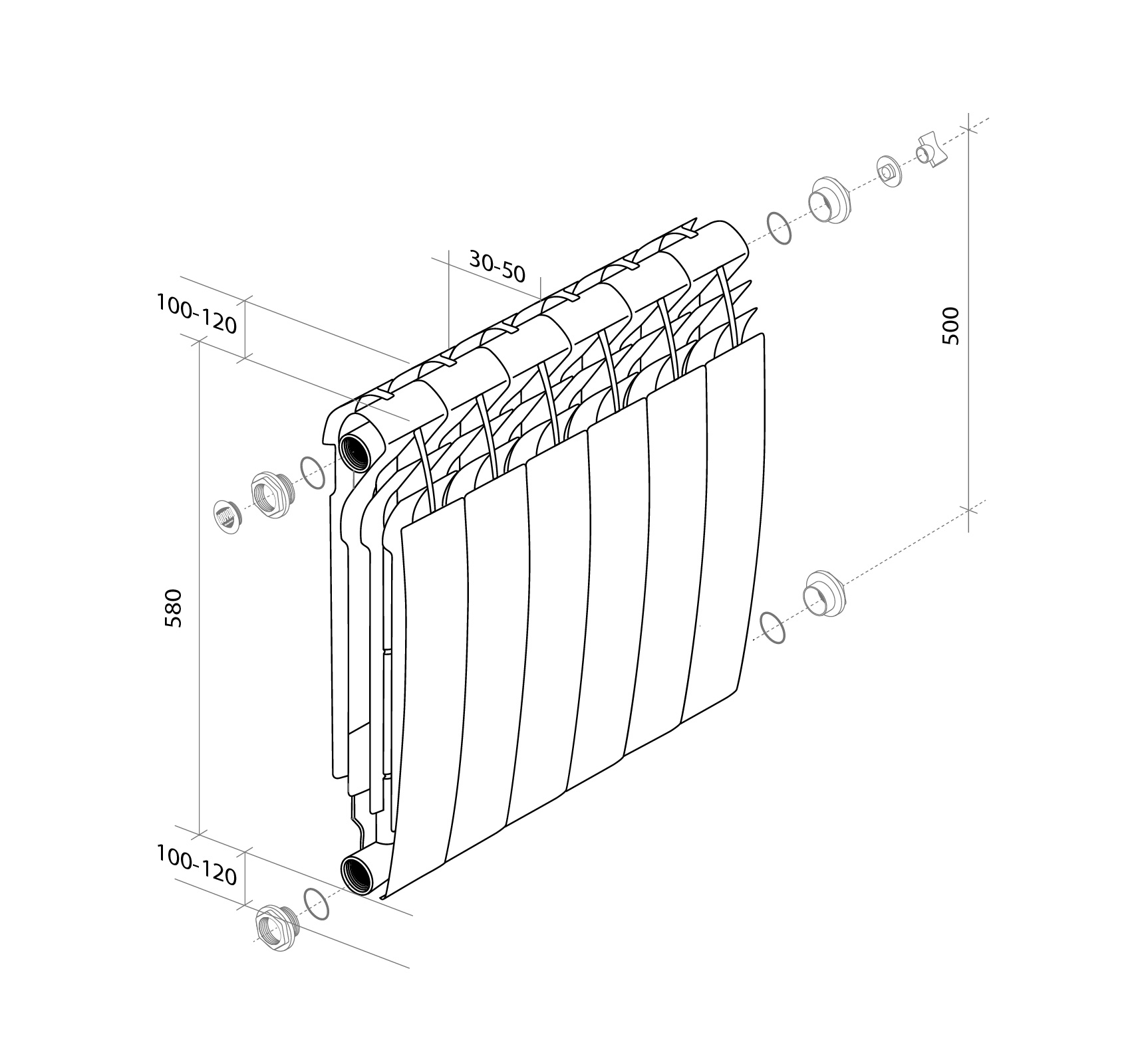 Радиатор алюм. Royal Thermo BILINER Alum 500x87 (бел.)